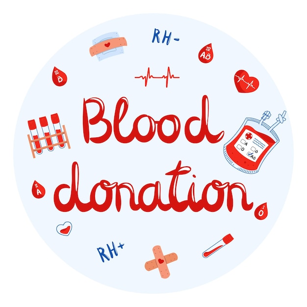 Trasfusione di sangue, donare sangue salvare la vita, donare sangue per condividere l'amore, vettore di donazione di sangue