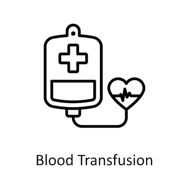 Vettore vettore di trasfusione di sangue contorno iconica illustrazione di progettazione simbolo medico su sfondo bianco eps 10