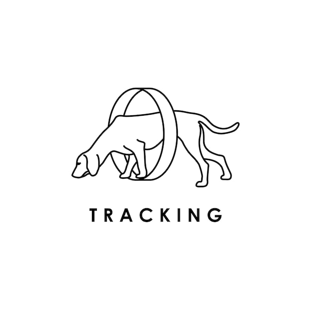 Bloodhound dog tracking odore line art