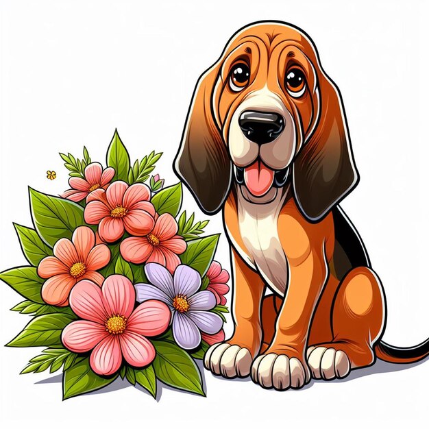 Vettore cane bloodhound vector illustrazione di cartoni animati