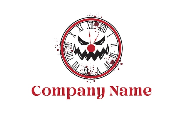 Bloody Clock Striking 13 Scary Horror Logo Design Template for Games