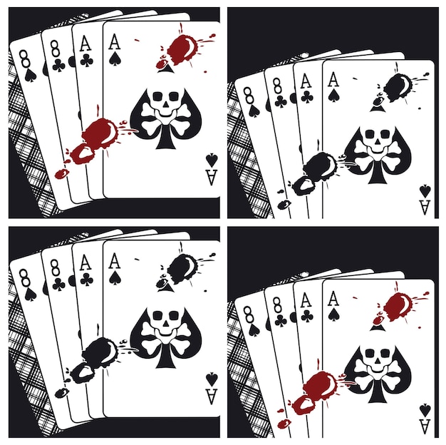 bloody deadman hand playing cards in retro