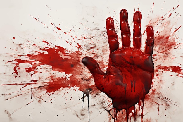 Кровавый отпечаток руки кровавый отпечаток руки, изолированный на белом
