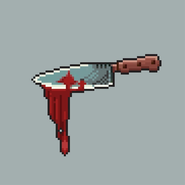 bloody knife in pixel art style