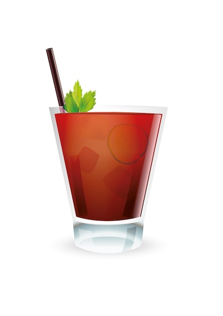 Bloody Mary Cocktail op een witte achtergrond Vectorillustratie