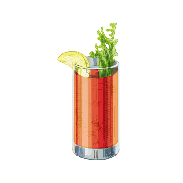 Bloody mary-cocktail. vintage broedeieren vectorillustratie kleur. geïsoleerd op witte achtergrond