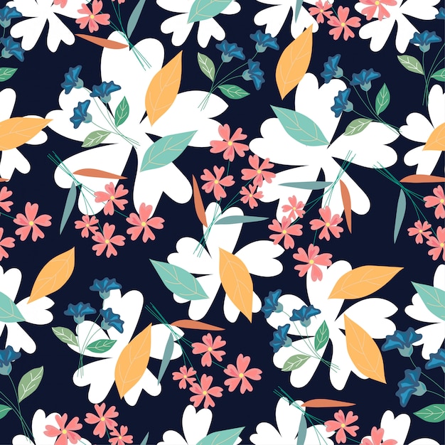 Bloom flower seamless pattern