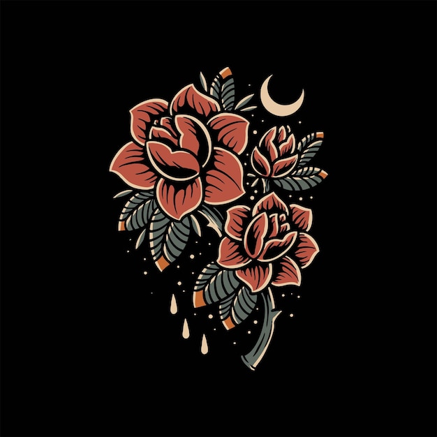 bloom tattoo illustration vector design