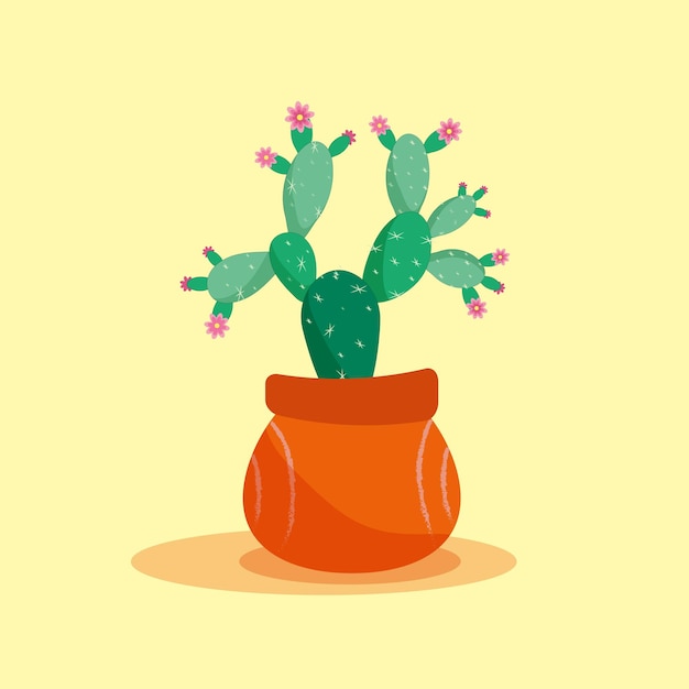 Vettore cactus in fiore in un vaso di fiori