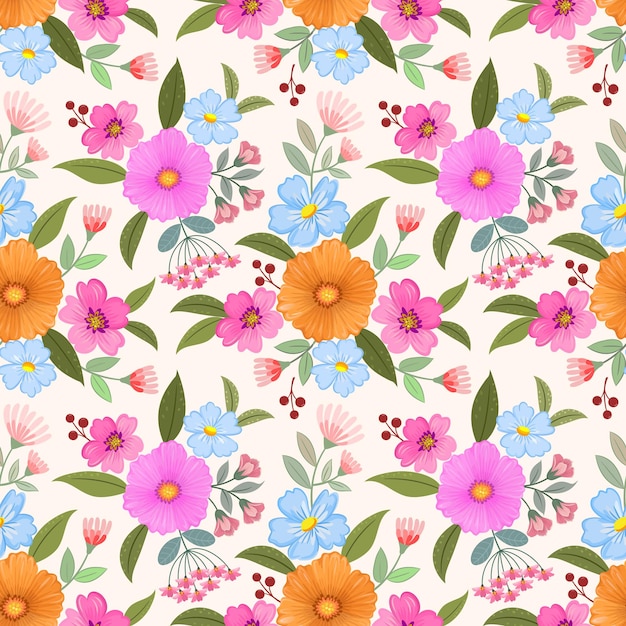 Blooming coloful flowers seamless pattern Can be used for fabric textile wallpaper