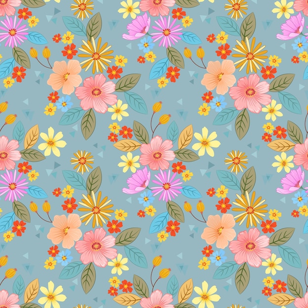 Blooming coloful flowers seamless pattern Can be used for fabric textile wallpaper