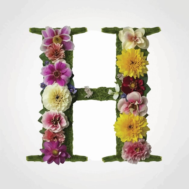 Vettore blooming elegance design tipografico di lettere floreali