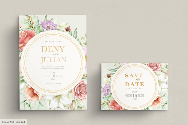 blooming floral spring invitation card set