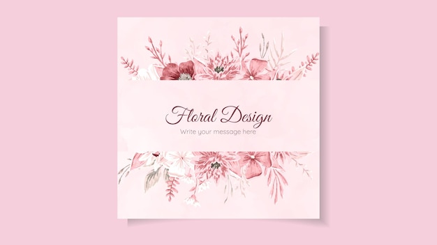 Blooming flower background template with cute floral elements design