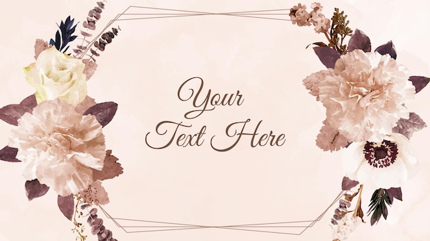 Blooming flower floral background template with place for your text