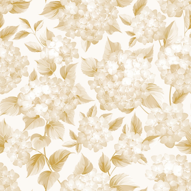 Vector blooming flower of golden hydrangea on white background.