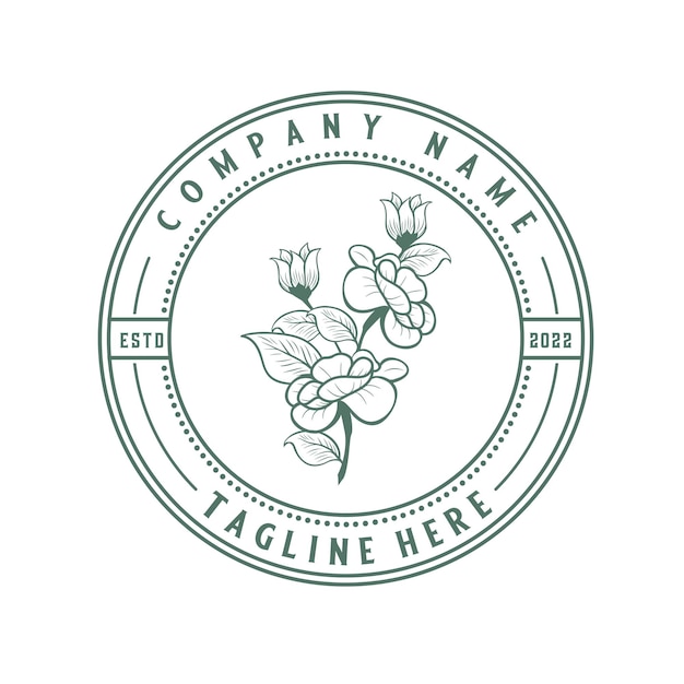 цветущий цветочный дизайн логотипа со стеблем и листьями. подходит для косметических продуктов, ухода и других продуктов
