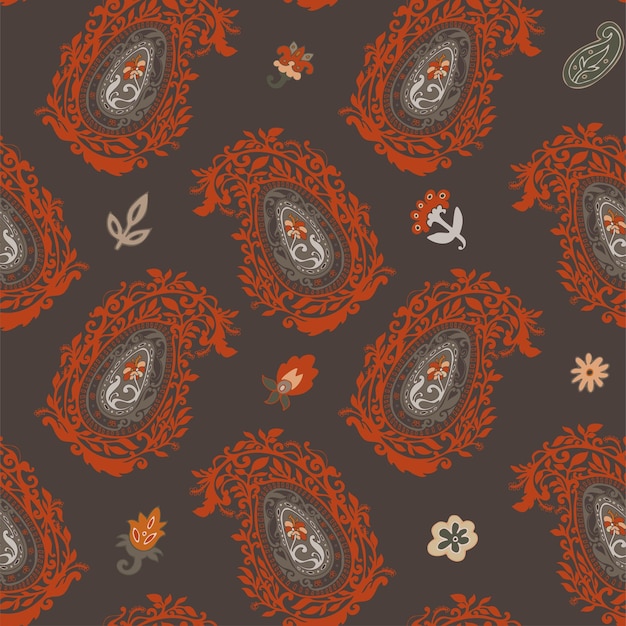 Vector blooming flowers and foliage seamless pattern