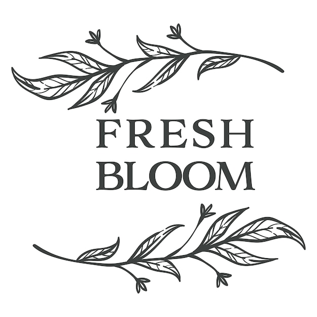 Blooming flowers, fresh bloom monochrome sketch outline