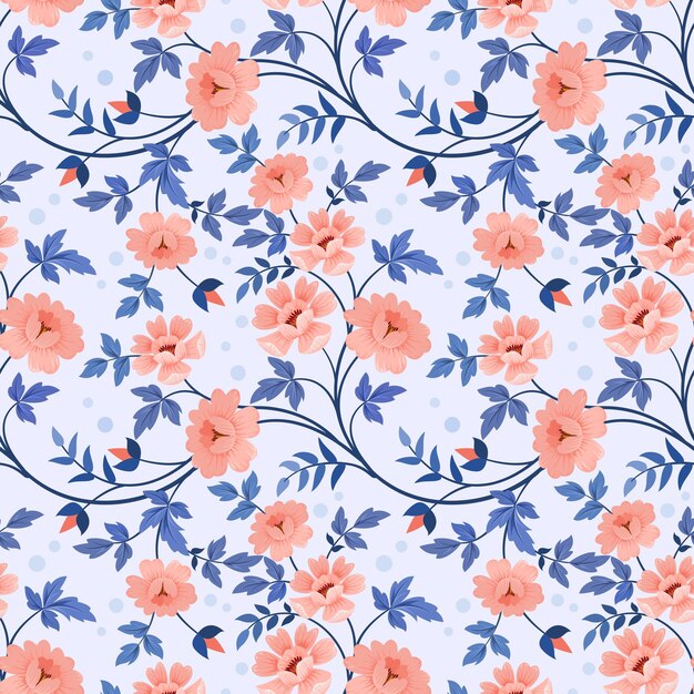 Blooming flowers seamless pattern.