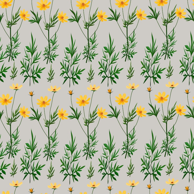 Vector blooming flowers seamless pattern