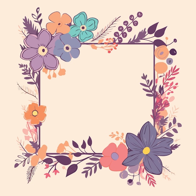 Vector blooming frame floral border