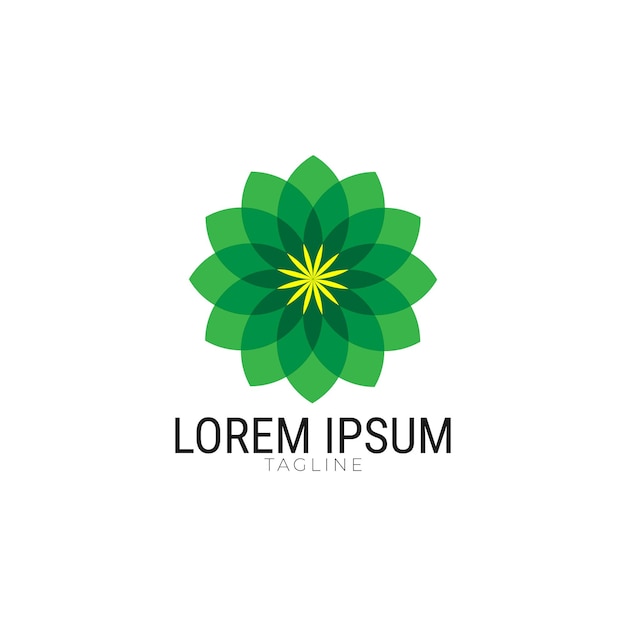 blooming green flower logo design
