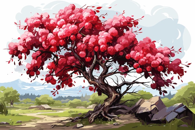  ⁇ 색 바탕에 있는 초원의 꽃 피는 분홍색 사쿠라  ⁇ 터  ⁇ 화