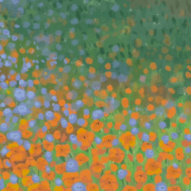 Vector blooming poppy field background template vector