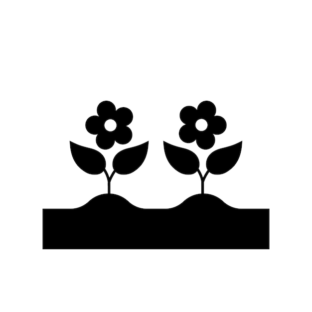 Иконка времени цветения посадка цветов цветущий черный векторный символ для инструкций по садоводству