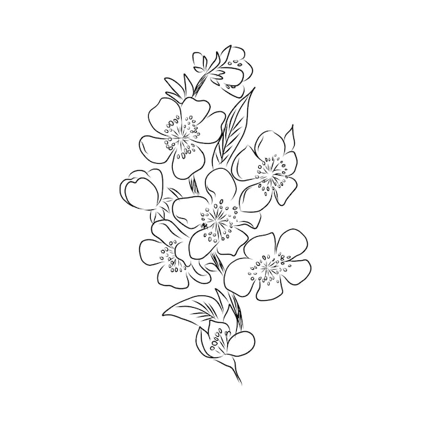 Blooming tree sketch in vector