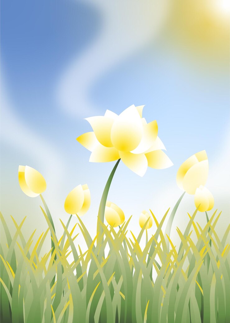 Vector blooming tulip flower illustration gradient art style