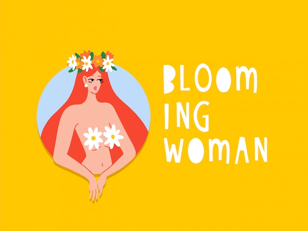 Blooming woman hand drawn  lettering.