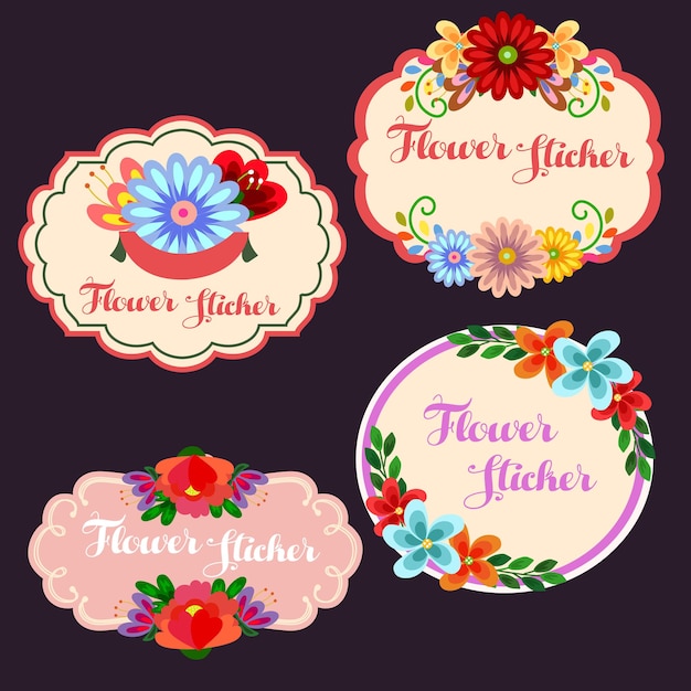 Vector blossom cute flower sticker