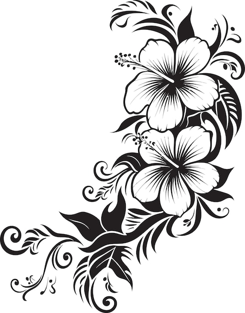 blossom elegance elegant black logo design with decorative corners botanic bliss monochrome emblem