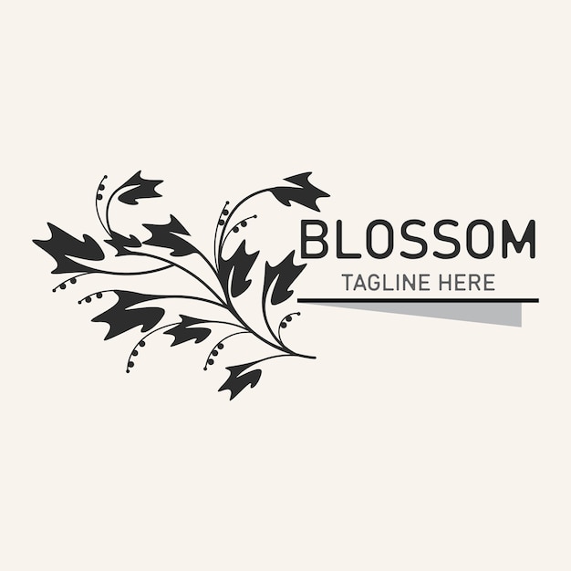 Blossom floral beautiful leaf and flower vector art icon graphic decoration business wedding template