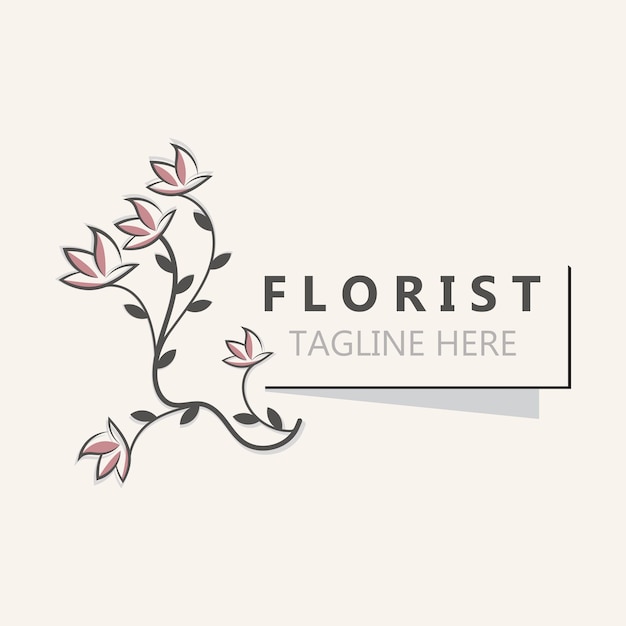 Blossom floral beautiful leaf and flower vector art icon graphic decoration business wedding template