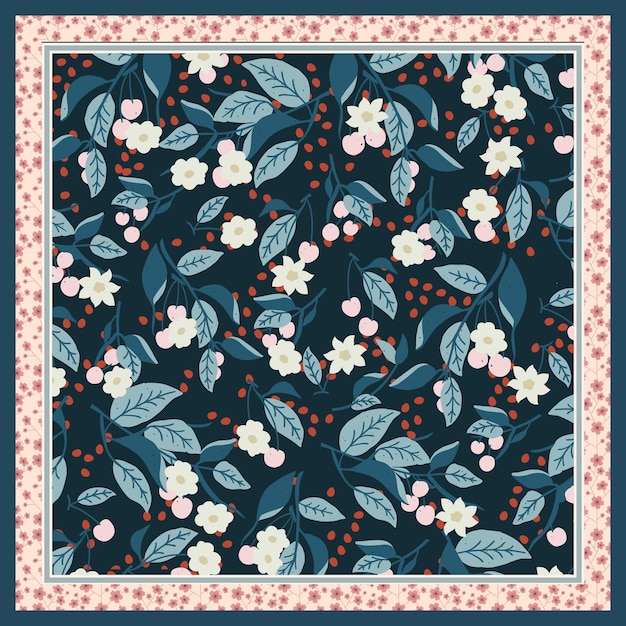 Blossom flower scarf hijab design 023