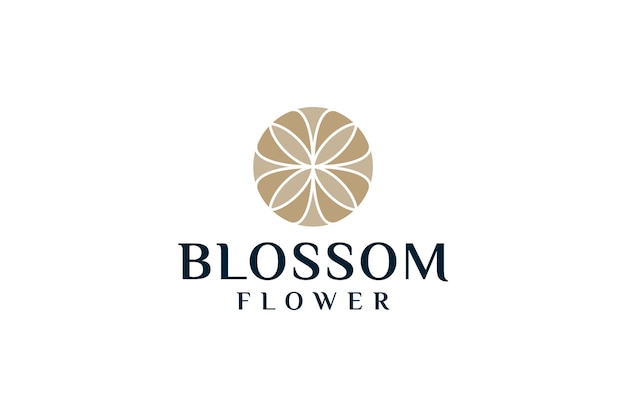 Векторный дизайн роскошного логотипа Blossom gold премиум-класса