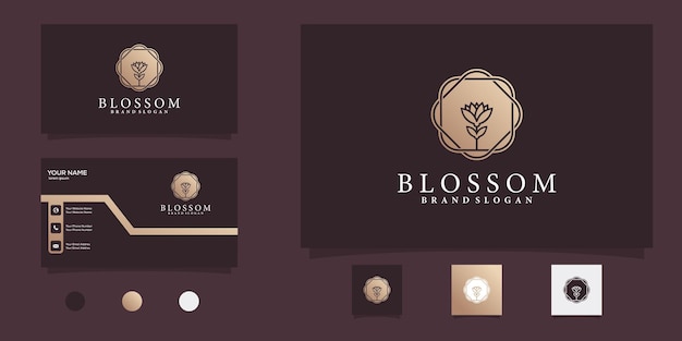 Blossom logo for beauty and spa with gold gradient colour premium vector