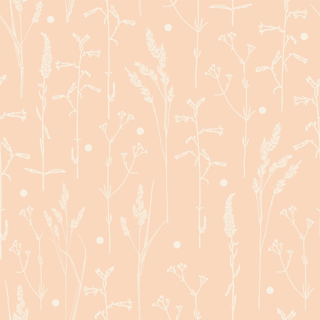 Blossom meadow monochrome seamless pattern