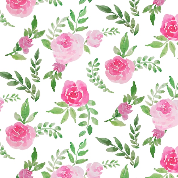 Blossom rose flower watercolor seamless pattern