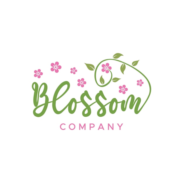 Blossom Typography Logo With Plants And Flowers Ornaments Inspirational Design