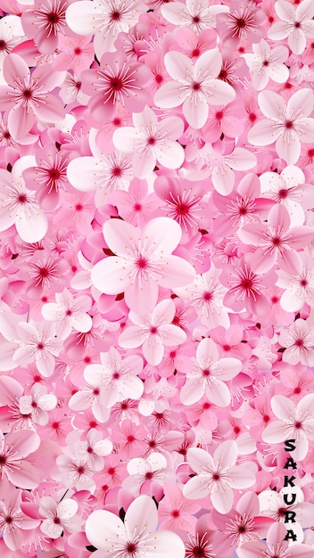 開花のピンクの桜の花の背景。美しいプリント