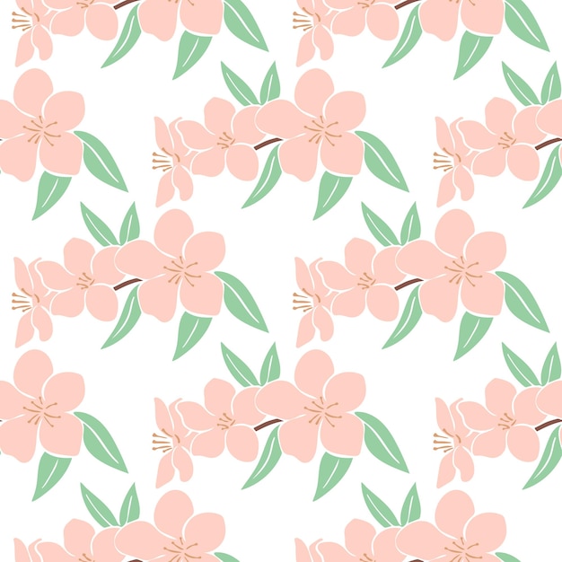 Blossoming tree branches apples or cherries seamless pattern