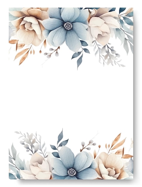 Blossoms collection Watercolor anemone flower and floral border template