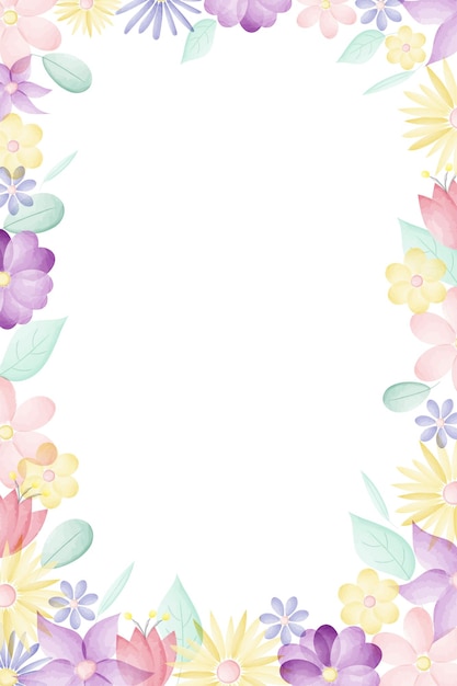 Blossoms collection Watercolor flower and floral geometric frame 4