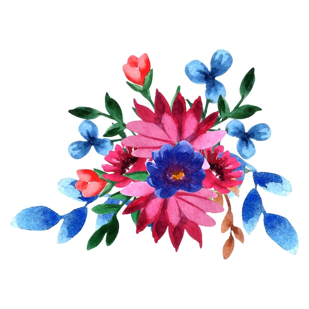 Vector blossoms watercolor floral clipart bouquets