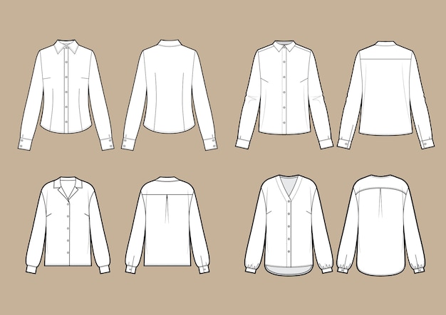 Vector blouse set, different models set. vector illustration isolated