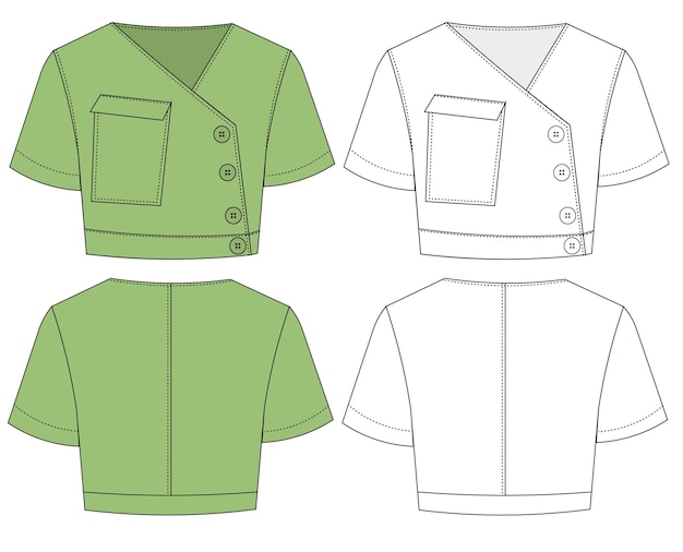 Blouse Shirt Technical Drawing Flat Sketch